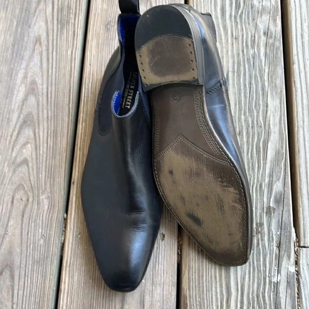 Silver Street London Chelsea unisex black leather slip on  boots